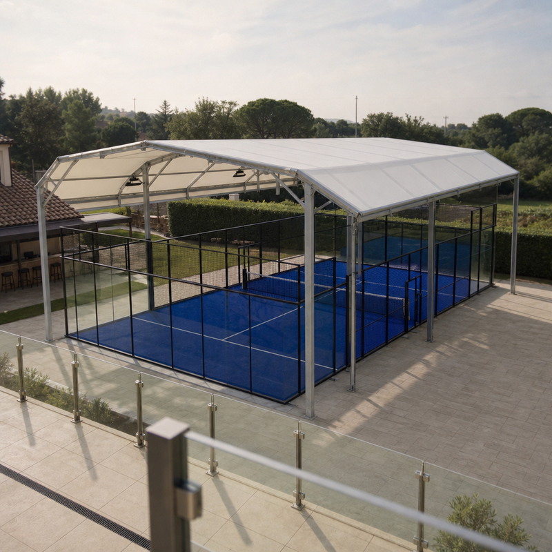 Covered Panoramic Padel Court, 20×10m With Independent Steel