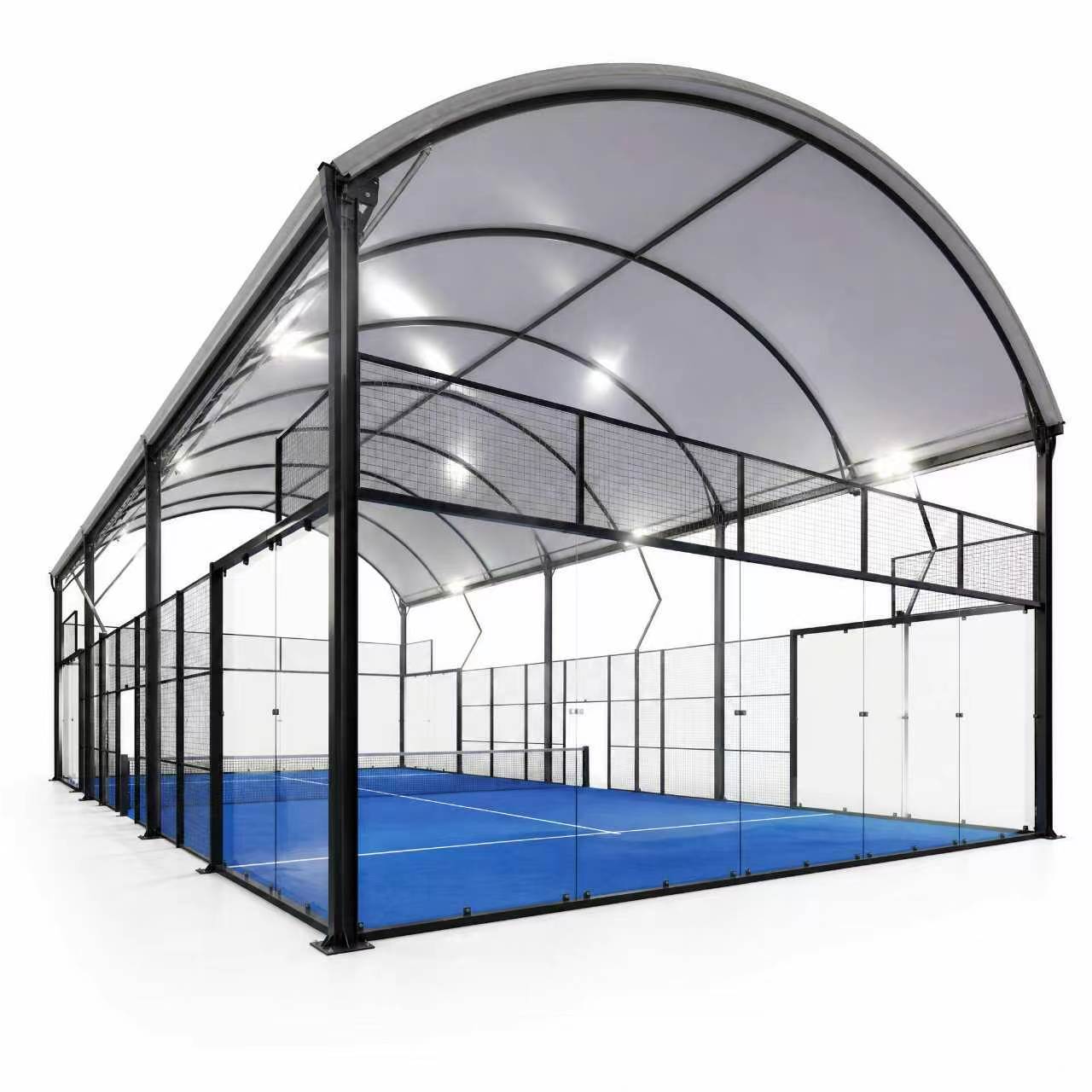 Covered Panoramic Padel Court, 20×10m With Independent Steel Canopy