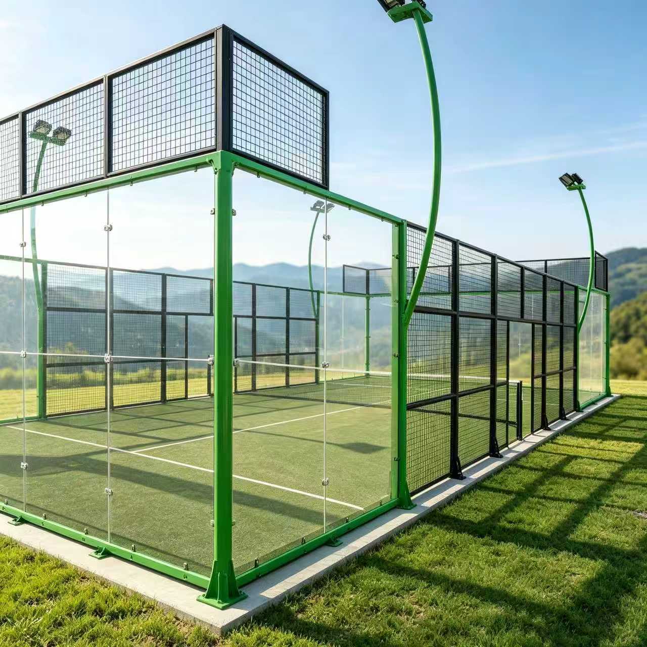 Classic Panoramic Padel Tennis Court with 12mm Tempered Glass